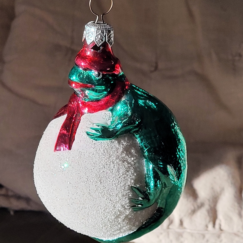 Patricia Breen Vintage Hard To Find Lizard Snowball Ornament🦎